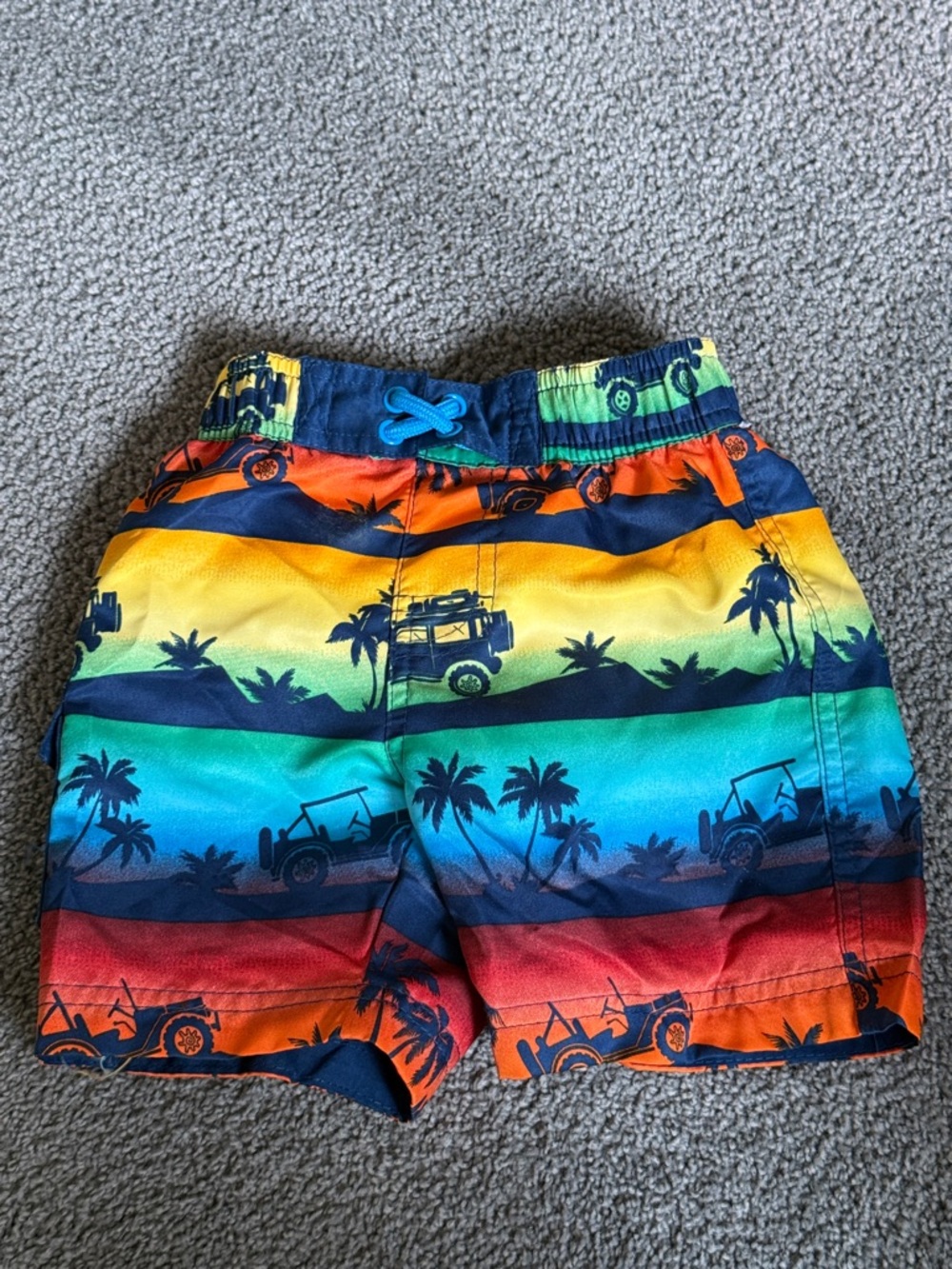 UV Skinz Boys Multicolor Striped Tropical UPF 50+ Swim Shorts. Size 2T.